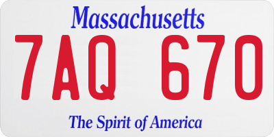 MA license plate 7AQ670