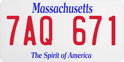 MA license plate 7AQ671