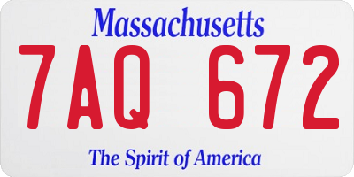 MA license plate 7AQ672