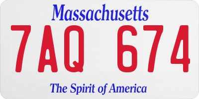 MA license plate 7AQ674