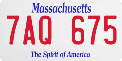 MA license plate 7AQ675