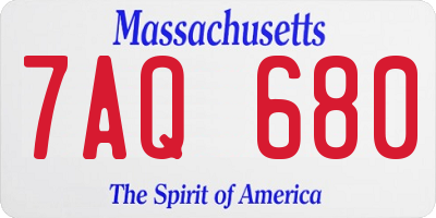 MA license plate 7AQ680