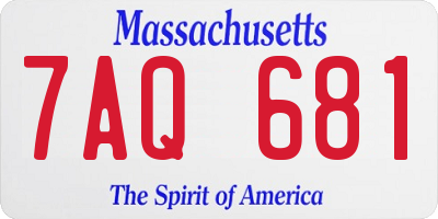 MA license plate 7AQ681