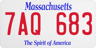 MA license plate 7AQ683