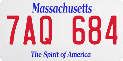 MA license plate 7AQ684