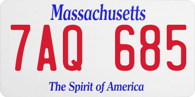 MA license plate 7AQ685