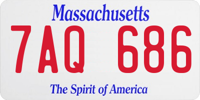 MA license plate 7AQ686