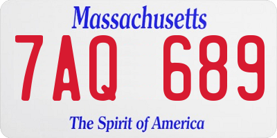MA license plate 7AQ689
