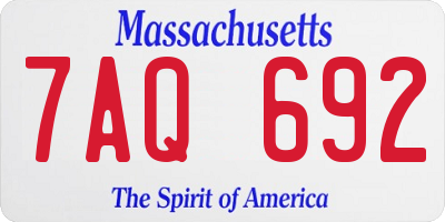MA license plate 7AQ692