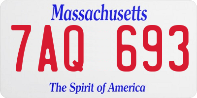 MA license plate 7AQ693