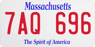 MA license plate 7AQ696