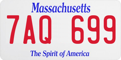 MA license plate 7AQ699