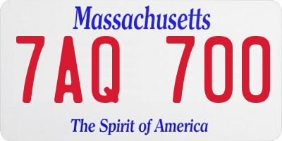 MA license plate 7AQ700
