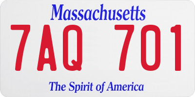 MA license plate 7AQ701