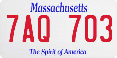 MA license plate 7AQ703