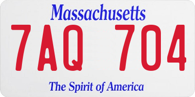 MA license plate 7AQ704