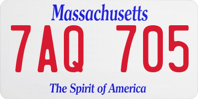 MA license plate 7AQ705