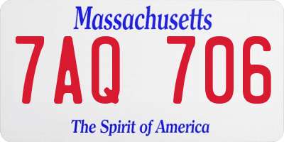 MA license plate 7AQ706