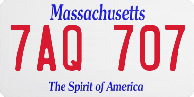 MA license plate 7AQ707