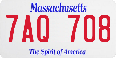 MA license plate 7AQ708