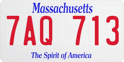 MA license plate 7AQ713