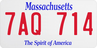 MA license plate 7AQ714