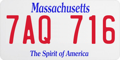 MA license plate 7AQ716