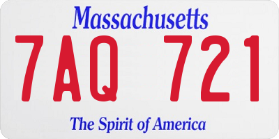 MA license plate 7AQ721