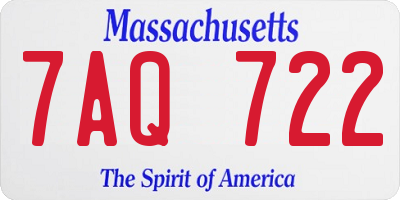 MA license plate 7AQ722