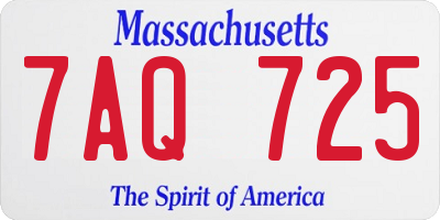 MA license plate 7AQ725