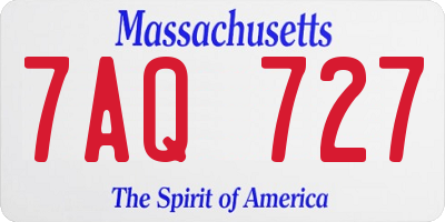 MA license plate 7AQ727