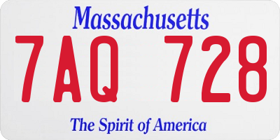 MA license plate 7AQ728