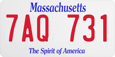 MA license plate 7AQ731