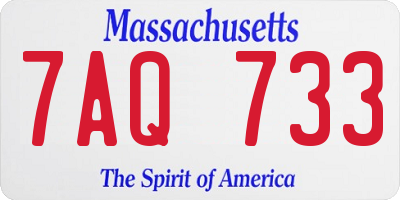 MA license plate 7AQ733