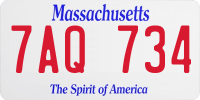 MA license plate 7AQ734