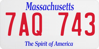 MA license plate 7AQ743