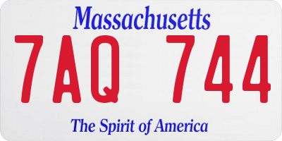 MA license plate 7AQ744