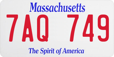 MA license plate 7AQ749