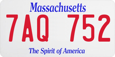 MA license plate 7AQ752