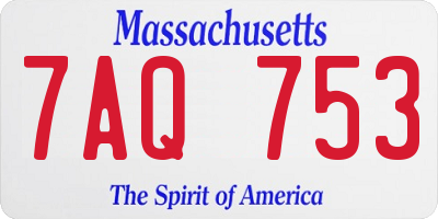 MA license plate 7AQ753