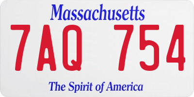 MA license plate 7AQ754