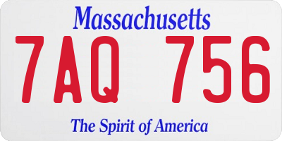MA license plate 7AQ756