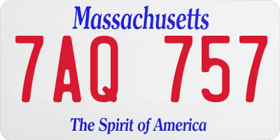 MA license plate 7AQ757