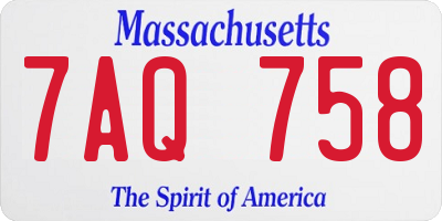 MA license plate 7AQ758