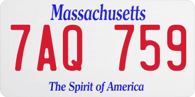 MA license plate 7AQ759