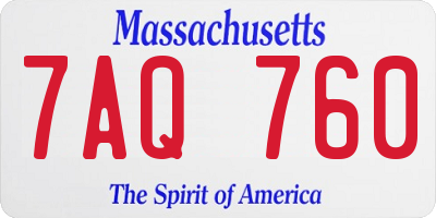 MA license plate 7AQ760