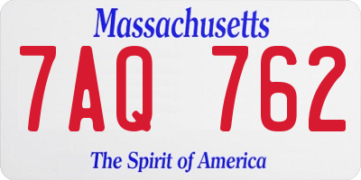 MA license plate 7AQ762