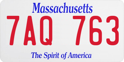 MA license plate 7AQ763