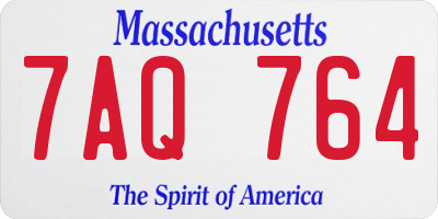 MA license plate 7AQ764