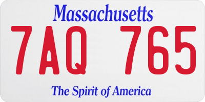 MA license plate 7AQ765